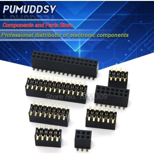 SMT 1.27mm 1.27 Double Row Female Breakaway PCB Board Pin Header socket Connector Pinheader 2*5 2*10 2*12 2*15 2*20 2* 3-50P SMD