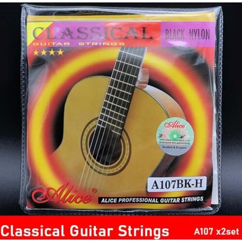 2Set Alice A107BK Classical Guitar Strings Black Nylon H85 Coated Bronze Copper Alloy Wound