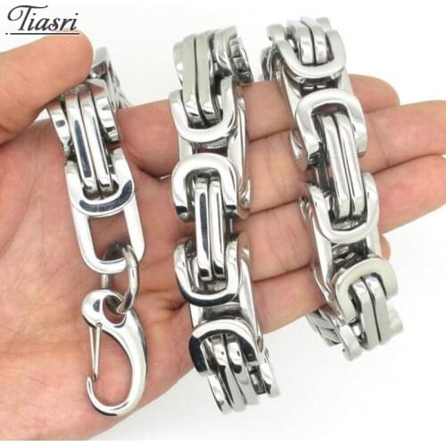 Tiasri 12mm Heavy Mens Necklace Silver Color Byzantine Choker Stainless Steel Jewelry Accessories Steampunk Style Hip Hop Chain