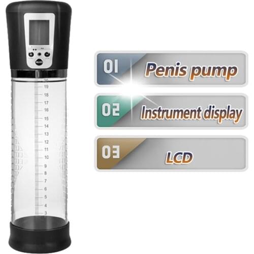 Vacuum Penis Pump Extender Ejaculation Delay Toy Exercise Enlargement Liquid Crystal Display Male Masturbation Sex Tools For Man