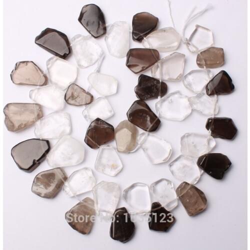 High Quality 15-20mm Natural Mixed Stone Flat Freeform Shape Gem Loose Beads Strand 15" DIY Creative Jewellery Making w2740