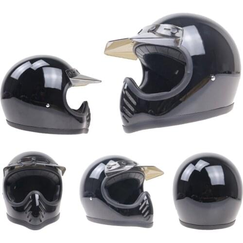 Japanese Style Thompson Full Face Motorcycle Helmets Vintage Moto 3 Fiberglass Cafe Racer Racing Motocross Casque Moto Capacete