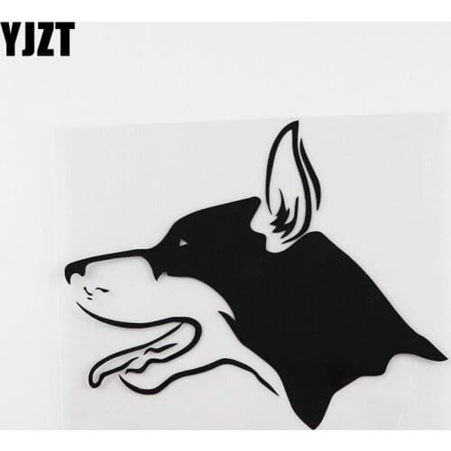 YJZT 15.3CMX12.5CM Art Doberman Boys Dog Kids Vinyl Car Sticker Black/Silver 8A-0011