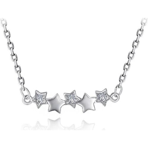 Five Silver Color Stars Zirconia Pendants Necklaces Choker female Necklace Fashion Jewelry Party Accessories Gift for Women Gilr