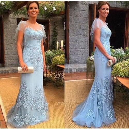 Blue Mother Of The Bride Dresses Women Mermaid Formal Wedding Party Dresses Floor Length Evening Gowns vestido de madrinha
