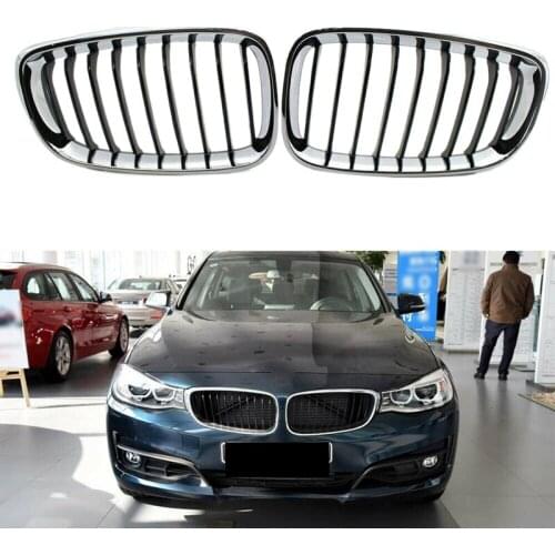 1 Pair Car Front Kidney Grille Chrome & Black For-BMW F34 328I 335I GT 2014-2017 51137294803 51137294804