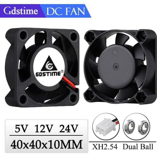 1Piece Gdstime 5V 12V 24V 40x40x10mm Dual Ball Bearing Mini Small Brushless DC 3D Printer Cooling Fan 40mm 4010 Cooler Fan