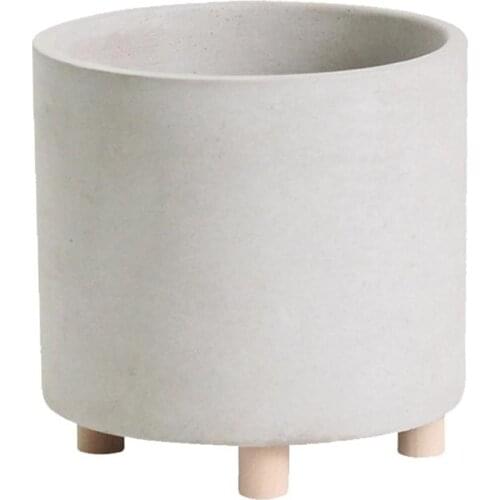 1Pc Plant Pot Simple Cement Flower Container Creative Planter (Light Grey)