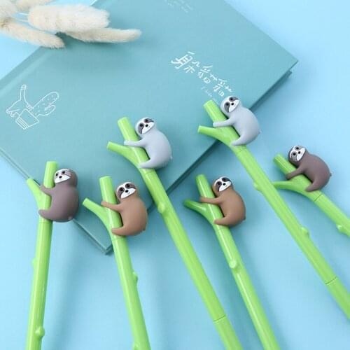 2 Pcs Cute Sloth Climbing Trees Gel Pen 0.5mm Black Blue Ink Writing Pen School Office Supply Stationery