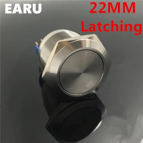 22mm Waterproof Latching Stainless Steel Metal Doorbell Bell Horn Power Push Button Switch Car Auto Engine Start PC Computer On