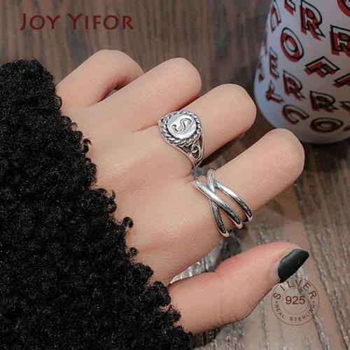 925 Sterling Silver Rings For Women New Fashion Simple Multilayer Geometric Vintage Punk Thai Silver Party Jewelry Gifts