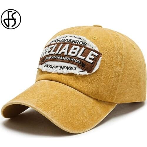 FS 2021 Winter Retro Washed Casquette Baseball Caps Yellow Brown Personality Street Men Women Cap Outdoor Cycling Denim Hat