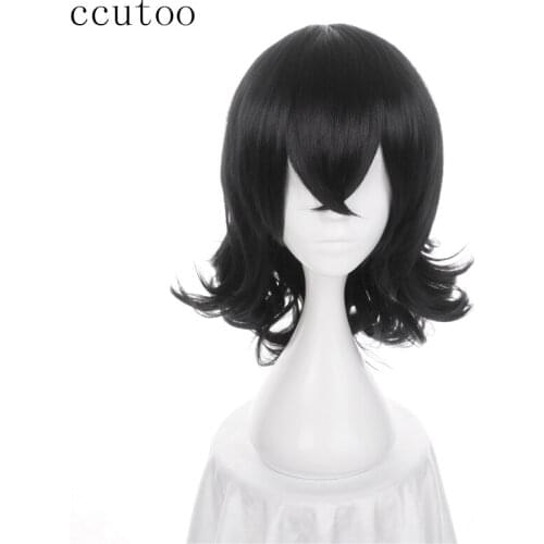 Ccutoo 45cm My Hero Academia Boku no Hiro Akademia Shouta Aizawa Black Curly Synthetic Hair Cosplay Wig