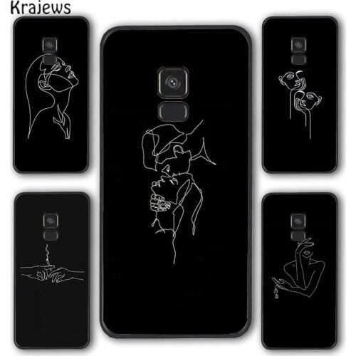 Krajews Bad Habits Black and white Art Abstract Lines Phone Case Cover For Samsung Galaxy S7 edge S8 S9 S10 lite S20 plus ultra
