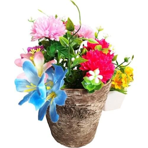 European And American Style Decorative Birch Bark Garden Shaped Flower Pot Green Plant