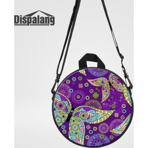 Dispalang Round Backpacks For Girls Lady Flower Pattern Butterfly Print Crossbody Bag Women Shoulder Bag Kids Mini School Bags