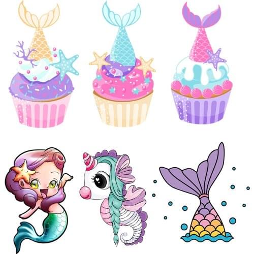 DIY Cartoon Mermaid Heat Transfer Sticker For Vogue Girl Clothing Patch 1 Piece. T311