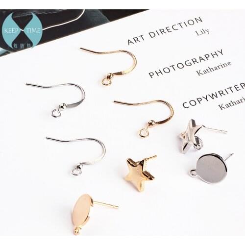 DIY ear jewelry accessories plated real gold earrings wafer five - pointed star stud material pendant