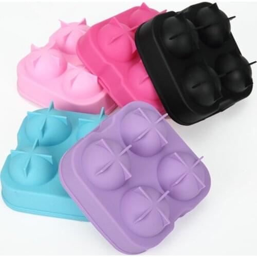 Ice Hockey Mold Non Stick Ice Cube Chocolate Jelly Sweet Candy Maker 4 Hole Ice Hockey Mold Bar Round Ball DIY Mold