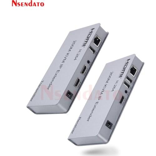 200M USB HD Extender RJ45 IP Network KVM Over IP Extender Over Cat5e/6 HDMI-compatible 2.0 KVM Extender For USB Keyboard Mouse