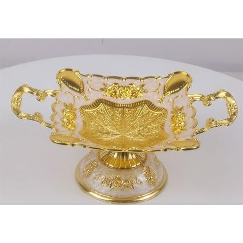 Gold Plated Metal Snack Tray Zinc Alloy Fruit Tray Fashion Nut Bowl For Home Hotel Table