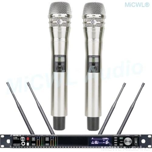 MiCWL AD4D Dual KSM8 Handheld Audio Wireless Microphone UHF True Diversity Stage Vocal Concert Digital Mics 4 Aerial Large Range