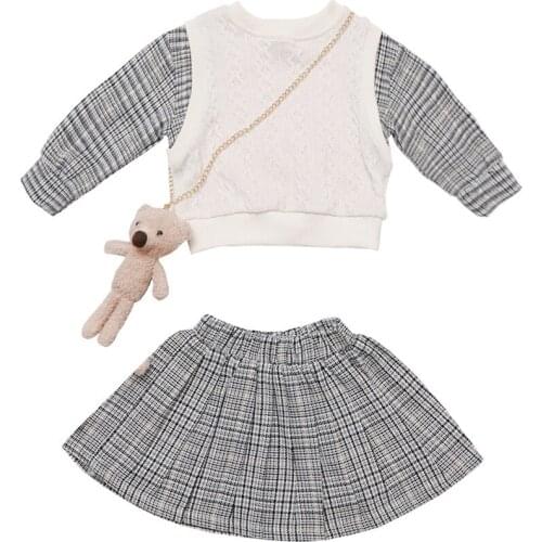 2021 Fashion Korean Style Spring Baby Girls Clothes Set Long Sleeve Jumper Sweatshirt+ Skirt Children 2pcs Suit Kids Outfit