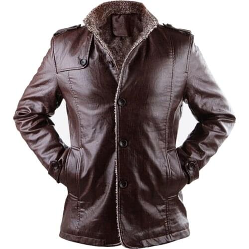 Mens Winter Jackets and Fur Coats 2021 Brand PU Leather Jacket Motorcycle Thickening Wool Windbreak Warm Coat Plus Big Size 3XL