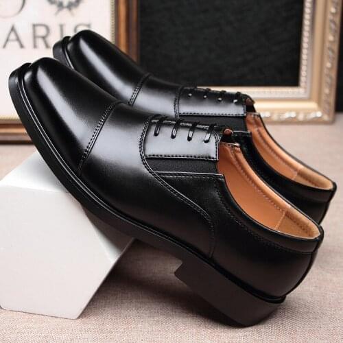 Mens Brand Leather Formal Shoes Lace Up Dress Shoes Oxfords Fashion Retro Shoes Elegant Work Footwear Zapatos Hombre Z6-71