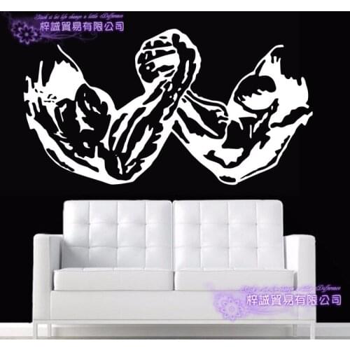 Arm Wrestling Muscle Fitness Club Decal Gym Sticker Decor Posters Vinyl Decoracion Wall Decals Decor Mural Car Gym Sticker