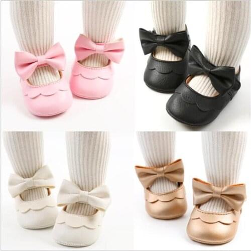 2020 New Baby Shoes Lovely Bowknot Infants Crib Shoes Soft Soled Non-slip Newborn PU First Walkers Girls Princess Shoes