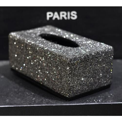 New Rhinestone Tissue Box Cover Holder Rare for Home & Car Bling Bling Black Cystal
