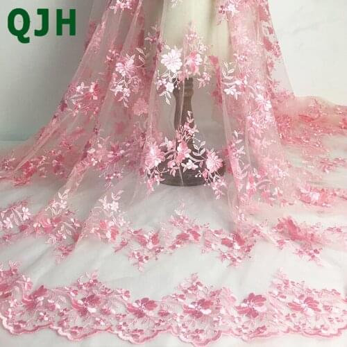 New Wedding Dress Embroidery African Lace Fabric Beautiful Flowers Embroidered Mesh Nigerian Lace Fabrics Ladies' Favorite Gift