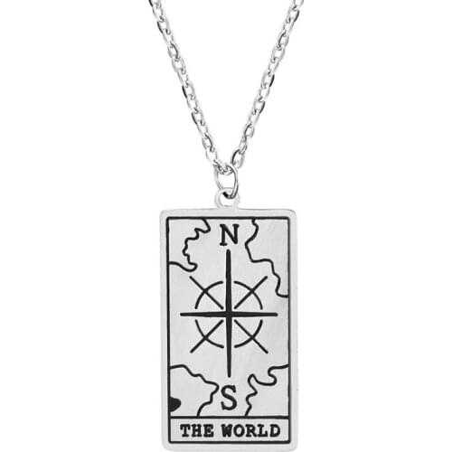 Stainless Steel Necklace Astrology Divination Amulet Pendant Chain Necklace Gift