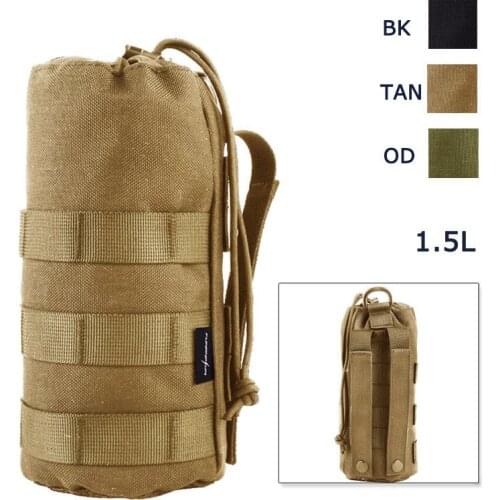 1.5L Portable Water Bottle Pouch Molle Camping Kettle Bags for Backpack Vest Belt Travel Cycling Hiking Accessories New Nylon