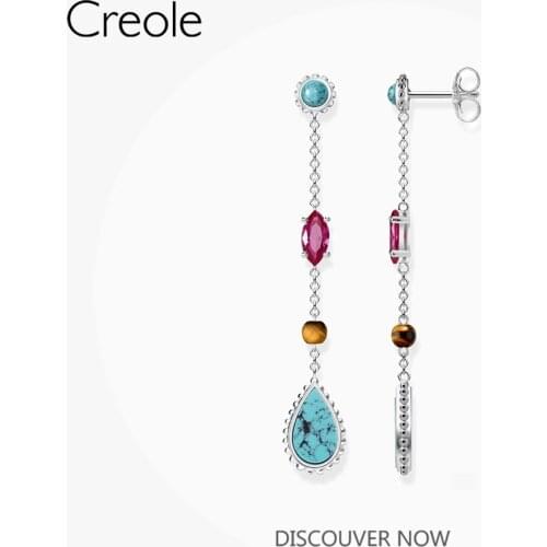 Riviera Earrings with Color Stones 2021 Brand New Fine Jewelry Bohemia 925 Sterling Silver Eardrop Bijoux Gift For Women Girls