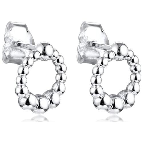 Beaded Circle Earrings Sterling Silver Jewelry For Woman Make up Fashion Female Earrings Party Jewelry Wholesale