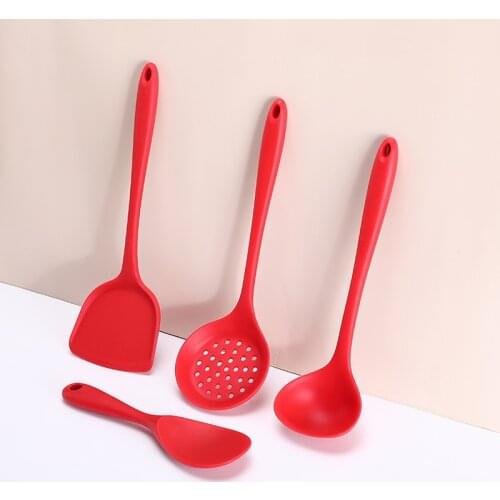 Silicone Utensils Spatula Set Simple Solid Color Design Kitchenware Cooking Handle Non-Stick Cookware Spatula Kitchenware