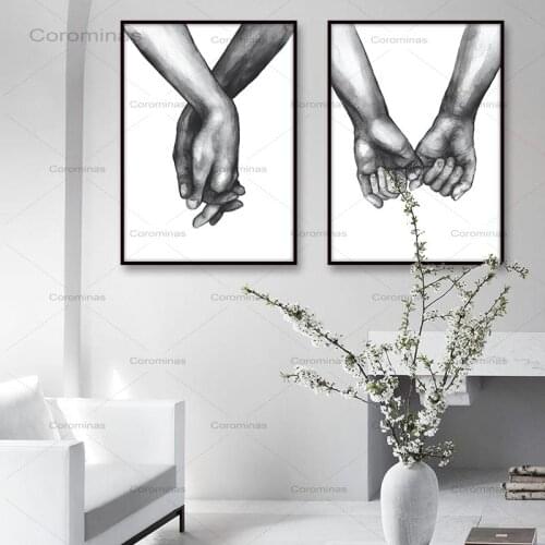 Nordic Posters Prints Holding Hands Canvas Painting Wall Art Black And White Decoration Wall Pictures For Living Room Love Quote