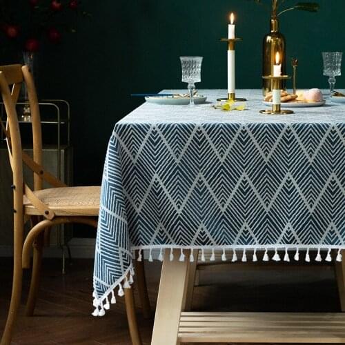Nordic ins tablecloth tassel new American party tablecloth solid color tablecloth cover dining table decor