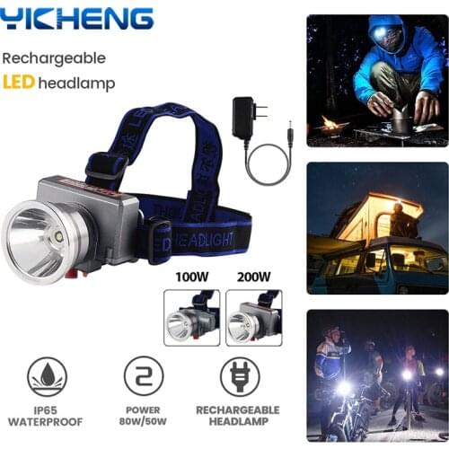 High Power 100W 200W LED Induction Headlight Cycling Camping Light 4500mAh Battery Rechargeable LED HeadLamp For Outdoor Hunting