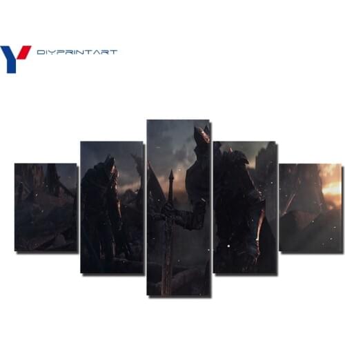 Dark Souls 3 Abyss Watcher 5 Panel Wall Art Decor Home Decoration Pictures for Living Room A0121