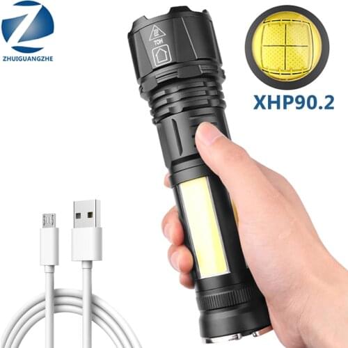 ZHUIGUANGZHE High Quality XHP90.2 Tactical Led Flashlight 18650 26650 Battery Usb Rechargeable Torch Zoomable Lantern Camping