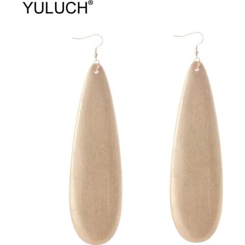 YULUCH 2019 Long Fashion Water Drop Pendant Earrings Trendy Wooden Gold Vintage Dangle Earings For Lady girl Jewelry Accessories