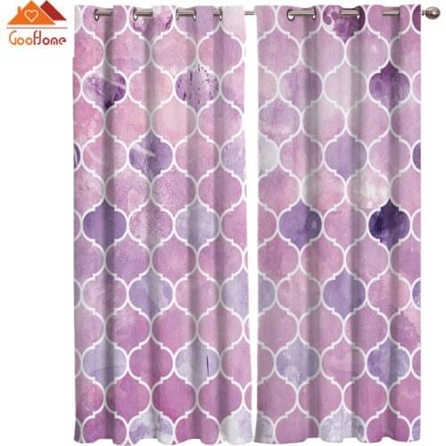 Moroccan Purple Pattern Doodling Window Curtains Living Room Outdoor Fabric Drapes Curtain Home Decor