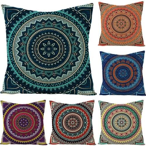 1 PC Soft Pillow Cover Bohemian Mandala Linen Throw Pillow Case Cushion Cover Home Bed Sofa Car Case Decor Decorative