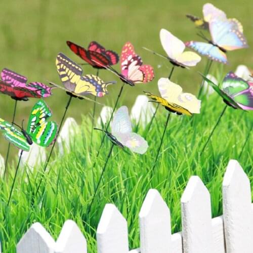 1Pcs Random Color Artificial Butterfly Garden Decorations Simulation Butterfly Stakes Yard Plant Lawn Decor Fake 7cm*5cm*0.3cm