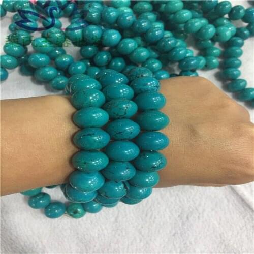 100% real turquoise bracelet gemstone bracelet turquoise beads men women bracelets genuine turquoise beads 18mm