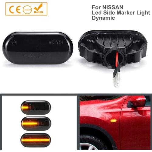 2Pcs For Nissan Cube 350Z Note Tiida NP300 March Qashqai Dynamic LED Side Marker Lights Car Accessories Canbus Turn Siganl Lamps