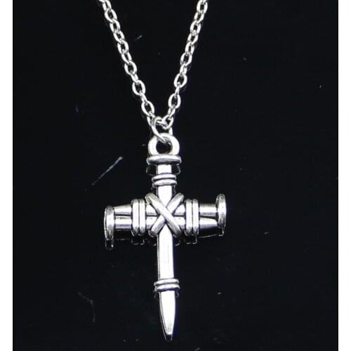 20pcs New Fashion Necklace 34x20mm cross dagger Pendants Short Long Women Men Colar Gift Jewelry Choker